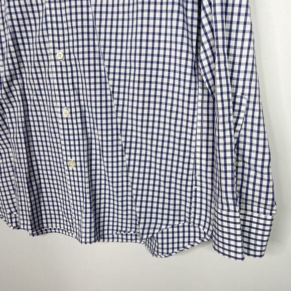 J Crew Mens Medium M Set of 2 Plaid Button Down Dress Shirts White Blue Cotton - Picture 14 of 14